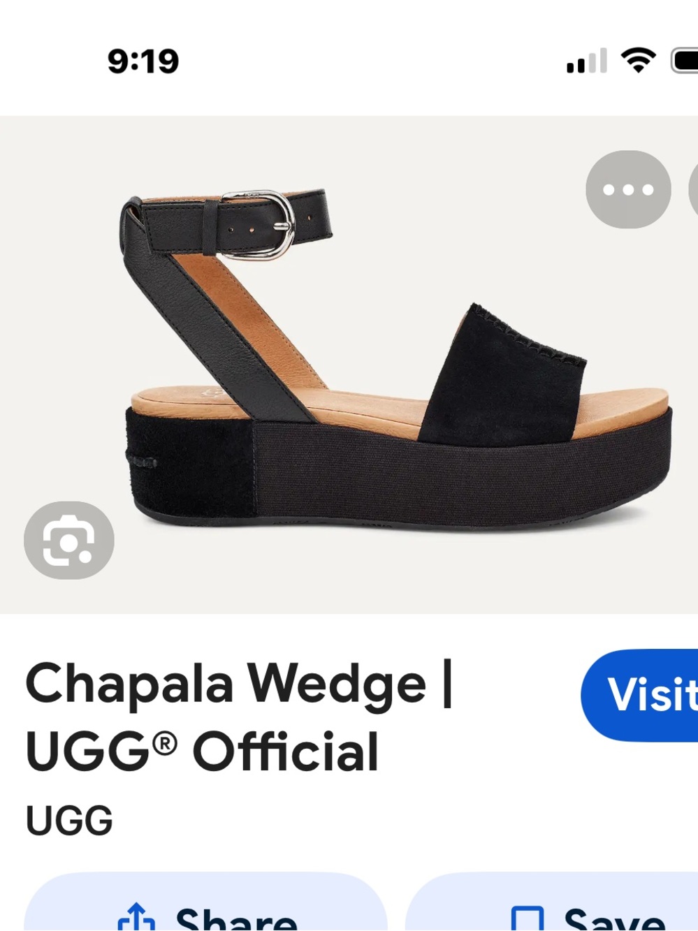UGG Black Suede Ankle-Strap Platform Sandals with Tan Footbed